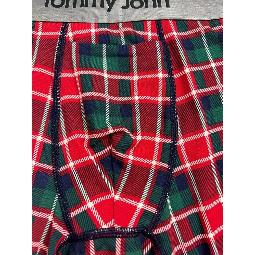 Tommy John Mens Boxer Brief Size Small Christmas Second Skin Haute Plaid Long C6